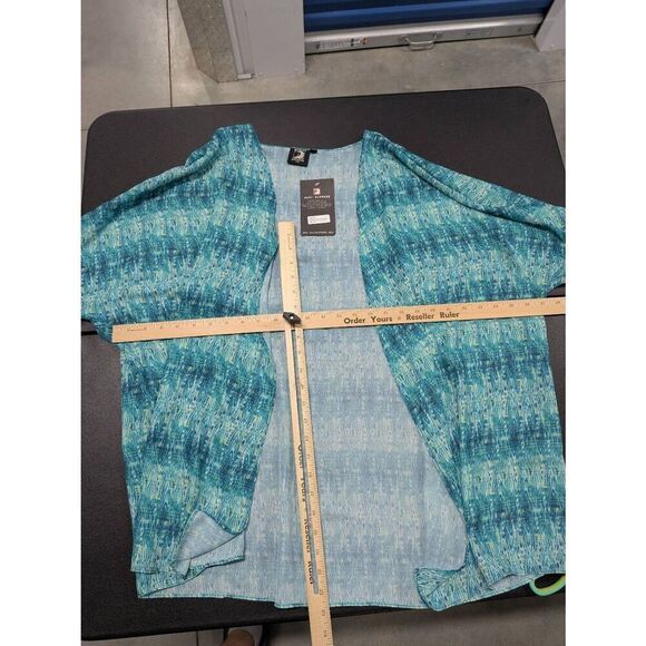 NWT Cardigan 3/4 Sleeve Animal Sheer Teal Black Women's Size Large - Picture 6 of 6